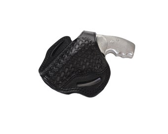 Funda OWB de cuero tejido en forma de canasta artesanal Charter Arms Bulldog de 2,5 y 3 pulgadas