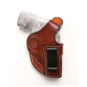 Funda de cuero para revólver Ruger LCR 9 mm, 38 SPL, 357MAG, 1,87 pulgadas, para porte oculto IWB Brown Right Hand