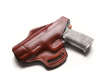 Springfield XD40 SW - 9MM - 45 ACP Tactical 5 inch Series Premium Leather OWB Holster Handcrafted