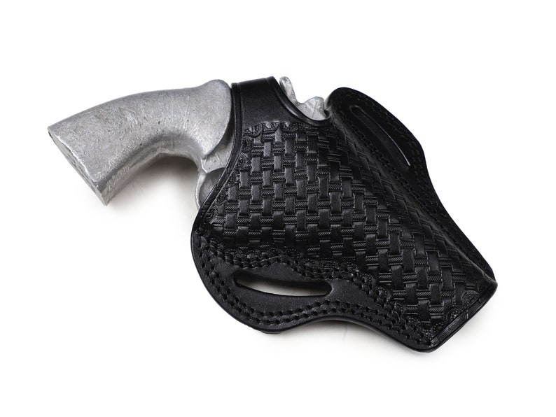 Pusat Holster Colt Python 4 inch 357 MAG Revolver Basket Weave Leather Belt Holster image 4