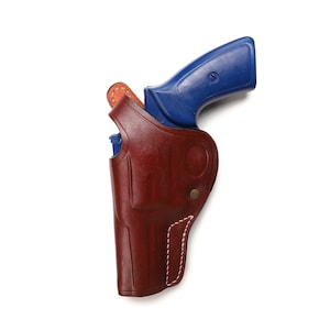 Handmade Leather Cross Draw Holster: Ruger GP100, Security Six, Service Six 4 inch Brown Left Hand