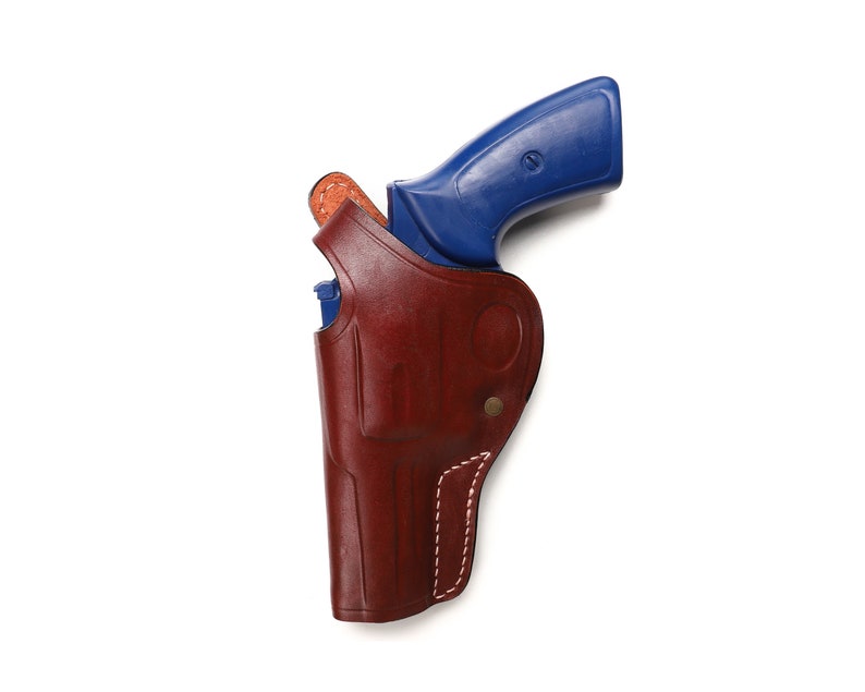 Handmade Leather Cross Draw Holster: Ruger GP100, Security Six, Service Six 4 inch Brown Left Hand