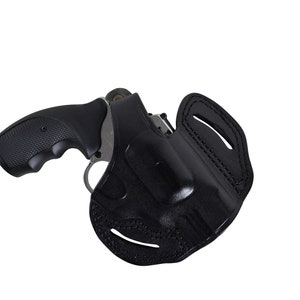 Revolver SW 357 Magnum 2 Barrel Snub Nose Leather OWB Holster
