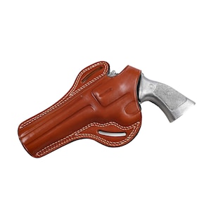Handmade Leather Revolver Holster 6 Inch fits SW L-Frame 686 586 .357 Magnum OWB