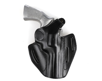 Handcrafted Leather OWB Holster 3 Slots: Ruger GP100, 4.20 Inch, 357 MAG