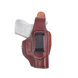 ルガー LC9、LC380 レザー IWB ホルスター ハンドクラフト Brown-Right Hand