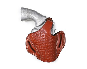 Pusat Holster Colt Diamondback 38 SPL Revolver Leather Basket Weave Belt Holster 2.5 inch