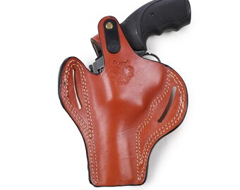 44マグナム8インチ以上専用　長尺ホルスター コルト アナコンダ 44 マグナム用 ハンドクラフトレザー OWB パン