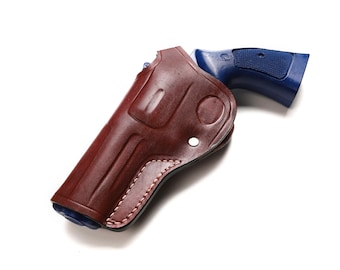 Handcrafted Cross Draw Leather OWB Holster | S&W 586 L-Frame .357MAG 4 Inch Revolver