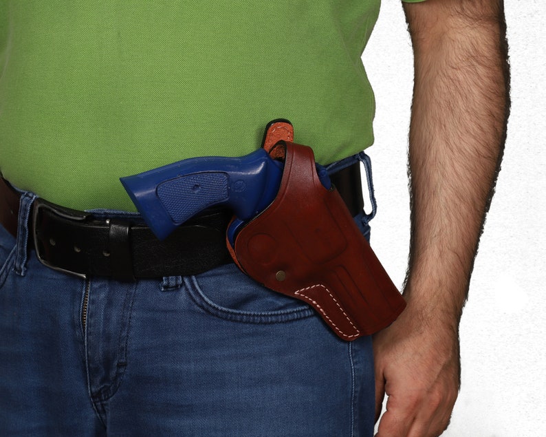 Handmade Leather Cross Draw Holster: Ruger GP100, Security Six, Service Six 4 inch image 9
