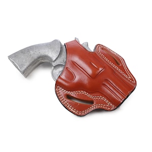 Handgjort läderhölster för Colt Python 2,5 tums pipa, anpassat pannkaksfodral