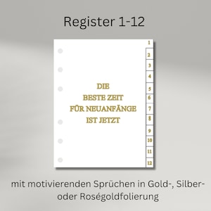 Calendar register - set | Calendar register for A5 | Divider | Agenda | Foil | Divider cards | Months 1-12