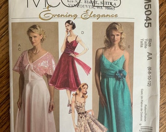 McCall’s 5045 Evening Dress Size 6-8-10-12 Bust 30.5-34”
