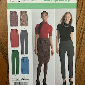 Simplicity 2315 skirt and pants pattern size 6-8-10-12-14 waist 23-28”