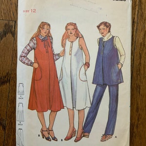 Butterick 6924 Vintage Maternity top, dress, and pants size 12 bust 34”