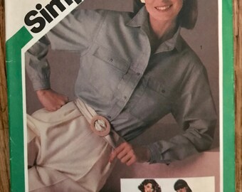 Vintage Simplicity 6575 button down shirt size 10 bust 32.5” Pattern by Henry Grethel
