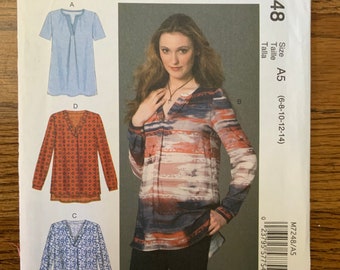 McCall’s 7248 pullover blouse pattern size 6-8-10-12-14 bust 30.5-36”