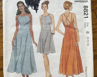 Vintage McCalls 8822 wrap back summer dress size 8, 10, 12 bust 31.5-34”
