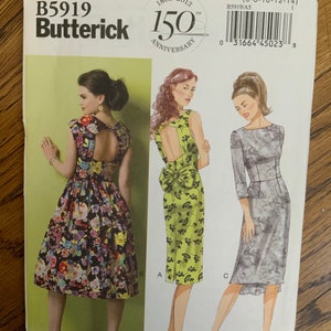 Butterick 5919 Cocktail and Summer Dress Pattern with Retro influence size 6-8-10-12-14 bust 30.5-36”