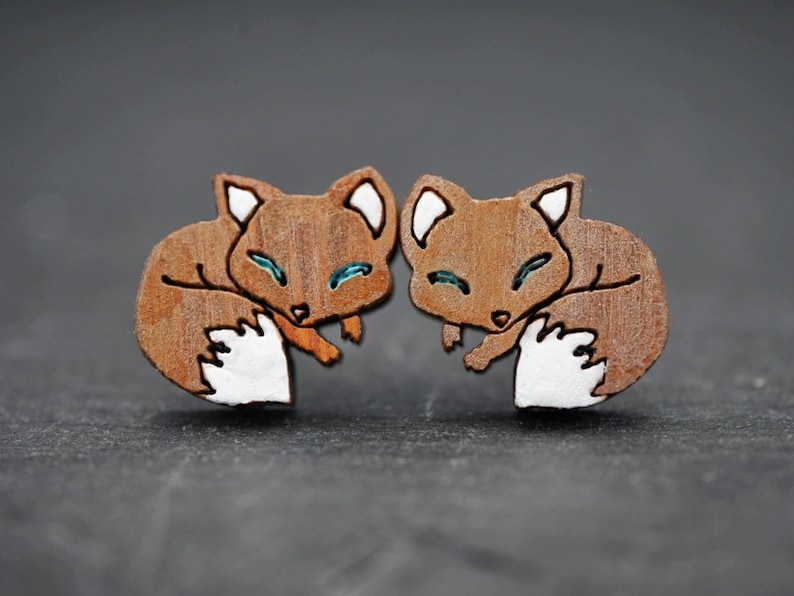 earrings children/'s jewelry hand-painted animal motifs ear jewelry Africa gift sweet ear clamps Elephant stud earrings pair of wood or ear clips