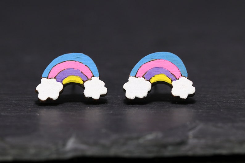 earrings children/'s jewelry hand-painted animal motifs ear jewelry Africa gift sweet ear clamps Elephant stud earrings pair of wood or ear clips