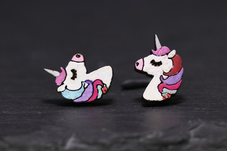 earrings children/'s jewelry hand-painted animal motifs ear jewelry Africa gift sweet ear clamps Elephant stud earrings pair of wood or ear clips