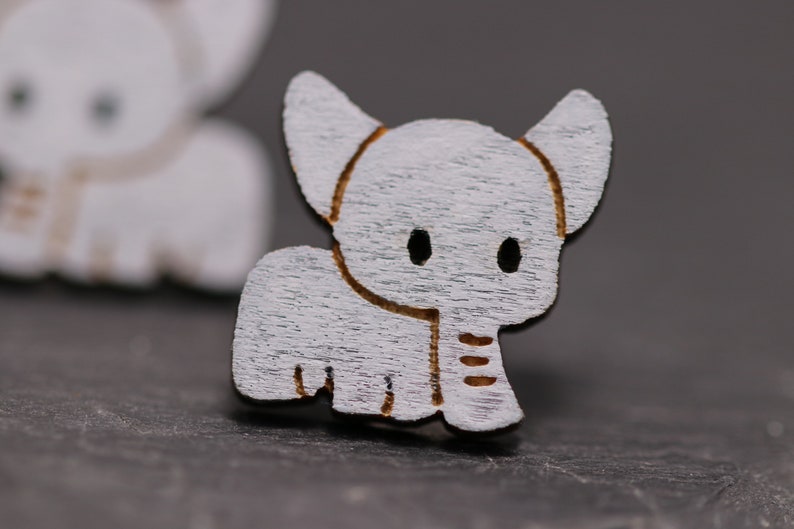 earrings children/'s jewelry hand-painted animal motifs ear jewelry Africa gift sweet ear clamps Elephant stud earrings pair of wood or ear clips