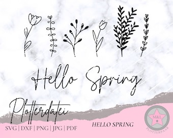 Plotter file Hello Spring Svg Dxf Png Jpg Pdf Silhouette Cricut Plotter plot file - for PRIVATE USE only