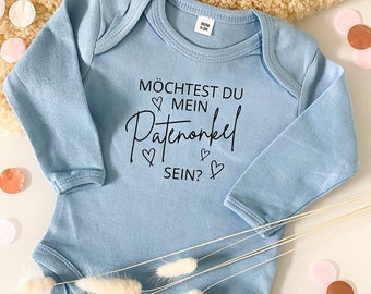 Babybody "Willst du meine Patentante/mein Patenonkel sein?" - Body hellblau - Taufe Geschenk Taufpaten