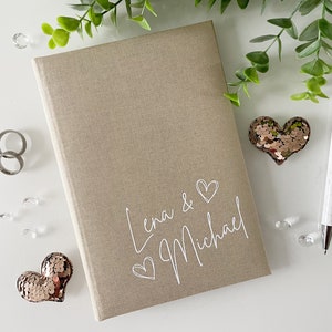 Stammbuch 13x20cm Standardmaß - Design 001 - personalisierbar mit Namen mit oder ohne Vordrucke | beige