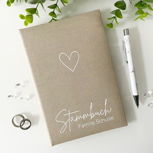 Stammbuch 13x20cm Standardmaß - Design 011 - personalisierbar mit Namen mit oder ohne Vordrucke | beige