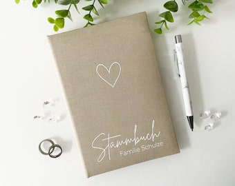 Stammbuch 13x20cm Standardmaß - Design 011 - personalisierbar mit Namen mit oder ohne Vordrucke | beige