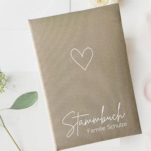 Stammbuch 13x20cm Standardmaß - Design 011 - personalisierbar mit Namen mit oder ohne Vordrucke | beige