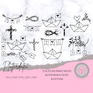 Fichier traceur Baptême Communion Confirmation Enfants Baptême Confirmation enfants Svg Dxf Png Jpg Pdf Silhouette Cricut Plotter plot file