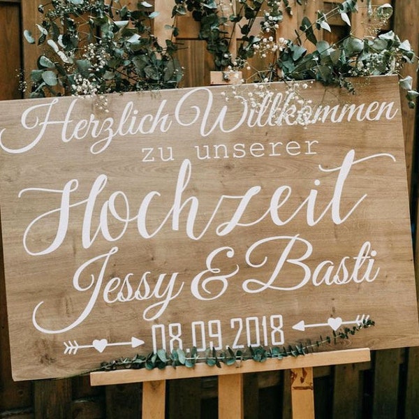 Aufkleber Willkommensschild Hochzeit //für Holz Acryl Glas Spiegel