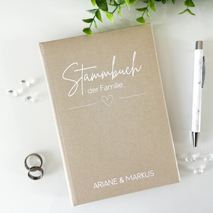 Stammbuch 13x20cm Standardmaß - Design 020 - personalisierbar mit Namen mit oder ohne Vordrucke | beige