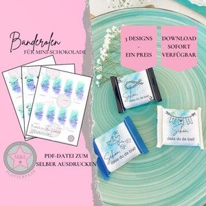 PDF file for printing | Mini chocolate banderole | Baptism, communion, confirmation gift | - for private use only!