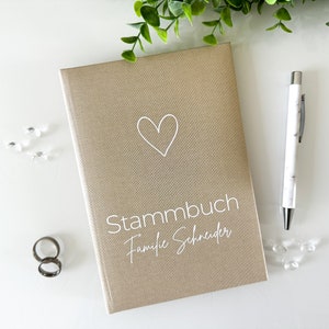 Stammbuch 13x20cm Standardmaß - Design 017 - personalisierbar mit Namen mit oder ohne Vordrucke | beige