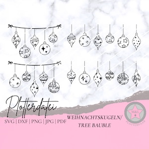 Fichier traceur Noël Boule de Noël Décorations de Noël Boule de Noël Arbre Svg Dxf Png Jpg Pdf Silhouette Cricut Plotter plot file