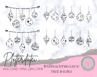 Plotterdatei Weihnachten Weihnachtskugel Weihnachtsschmuck Christmas Bauble Tree Svg Dxf Png Jpg Pdf Silhouette Cricut Plotter Plottdatei