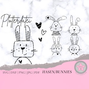 Plotterdatei Hase Ostern Bunny Bunnies süße Tiere Kinder cute animals for children Svg Dxf Png Jpg Pdf Silhouette Cricut Plotter Plottdatei