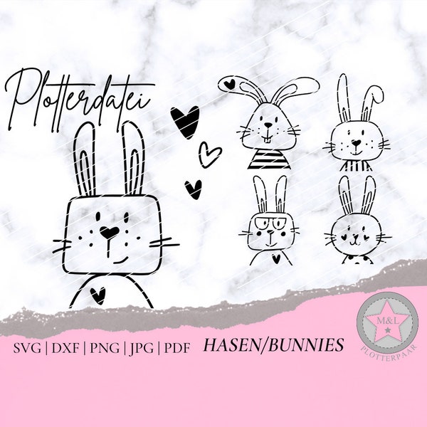 Plotterdatei Hase Ostern Bunny Bunnies süße Tiere Kinder cute animals for children Svg Dxf Png Jpg Pdf Silhouette Cricut Plotter Plottdatei