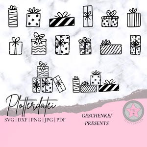 Plik plotera „Prezenty” Boże Narodzenie Urodziny Rocznica Święto Świętego Mikołaja Boże Narodzenie Svg Dxf Png Jpg Pdf Sylwetka Cricut Plik wydruku plotera