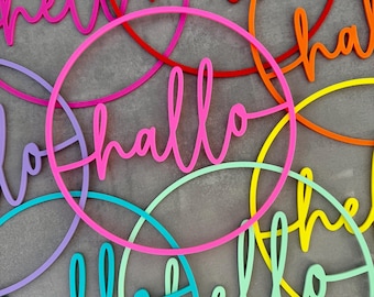 Blank Inlay Hello Wreath Blank | 3D Printed Door Wreath for Crafting | DIY Modern Wall Decor | Many Colors | Approx. 24 cm Diameter | Extra Large