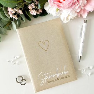 Stammbuch der Familie 13x20cm Standardmaß - Design 011 - personalisierbar mit Namen mit oder ohne Vordrucke | beige