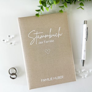 Stammbuch 13x20cm Standardmaß - Design 019 - personalisierbar mit Namen mit oder ohne Vordrucke | beige