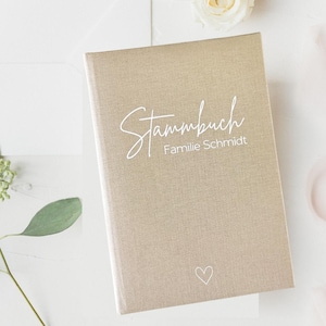 Stammbuch 13x20cm Standardmaß - Design 018 - personalisierbar mit Namen mit oder ohne Vordrucke | beige