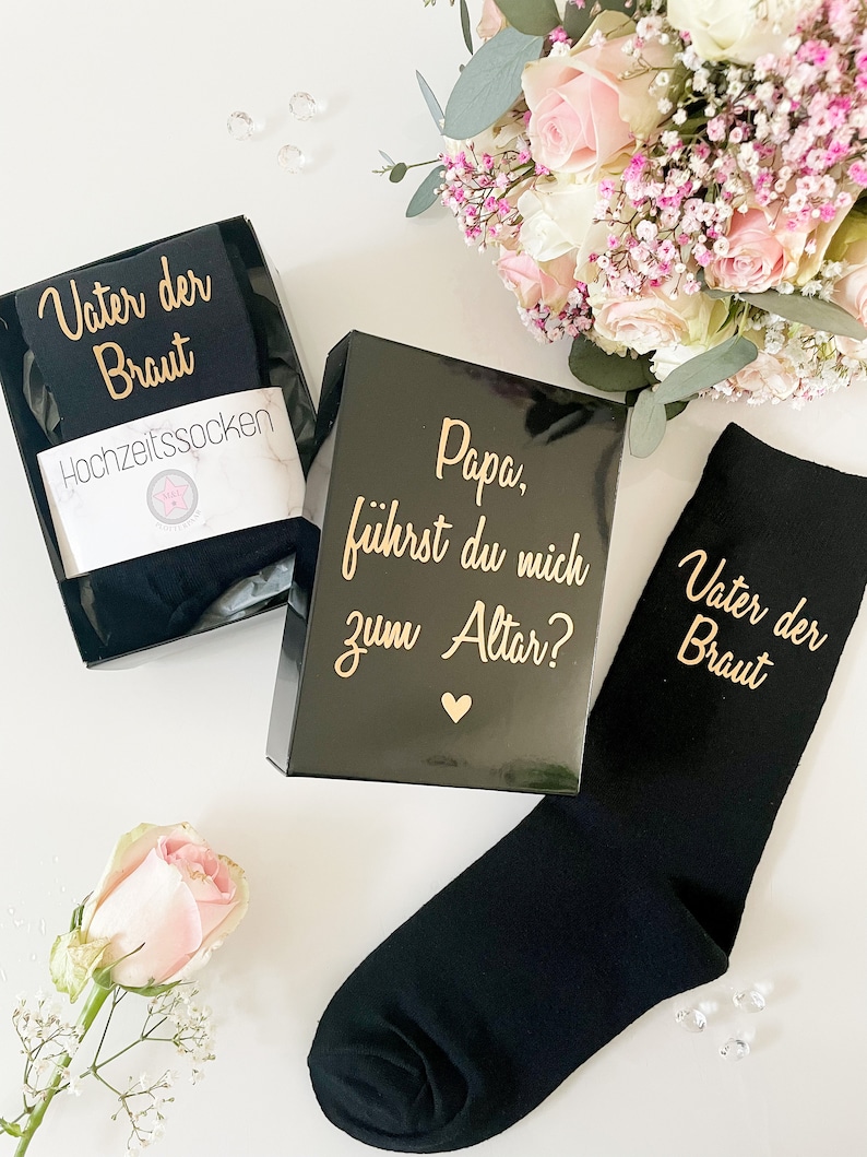 Wedding socks in box father of the bride Socks Father of the bride Will you lead me to the altar black 39-42 and 43-46 image 3