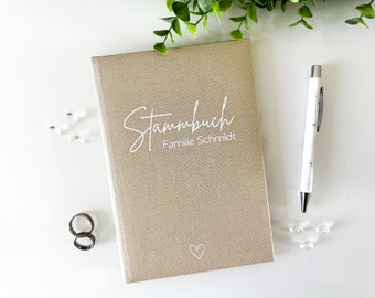 Stammbuch 13x20cm Standardmaß - Design 018 - personalisierbar mit Namen mit oder ohne Vordrucke | beige