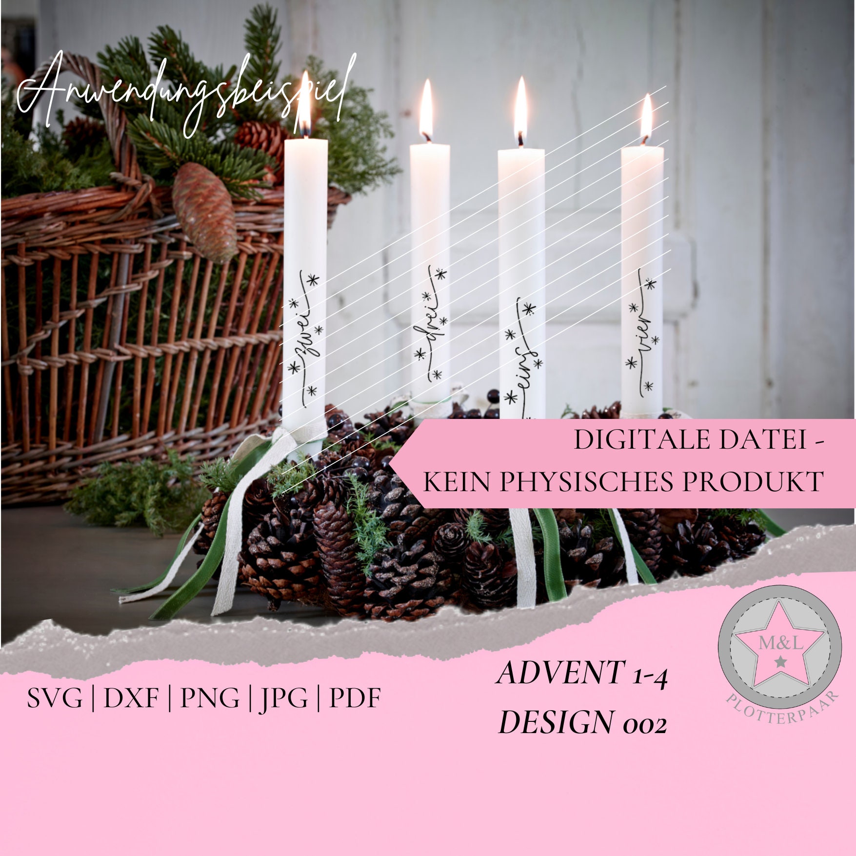 Plotter File Advent 1-4 / 002 ||| Christmas Numbers Wreath Candle ...